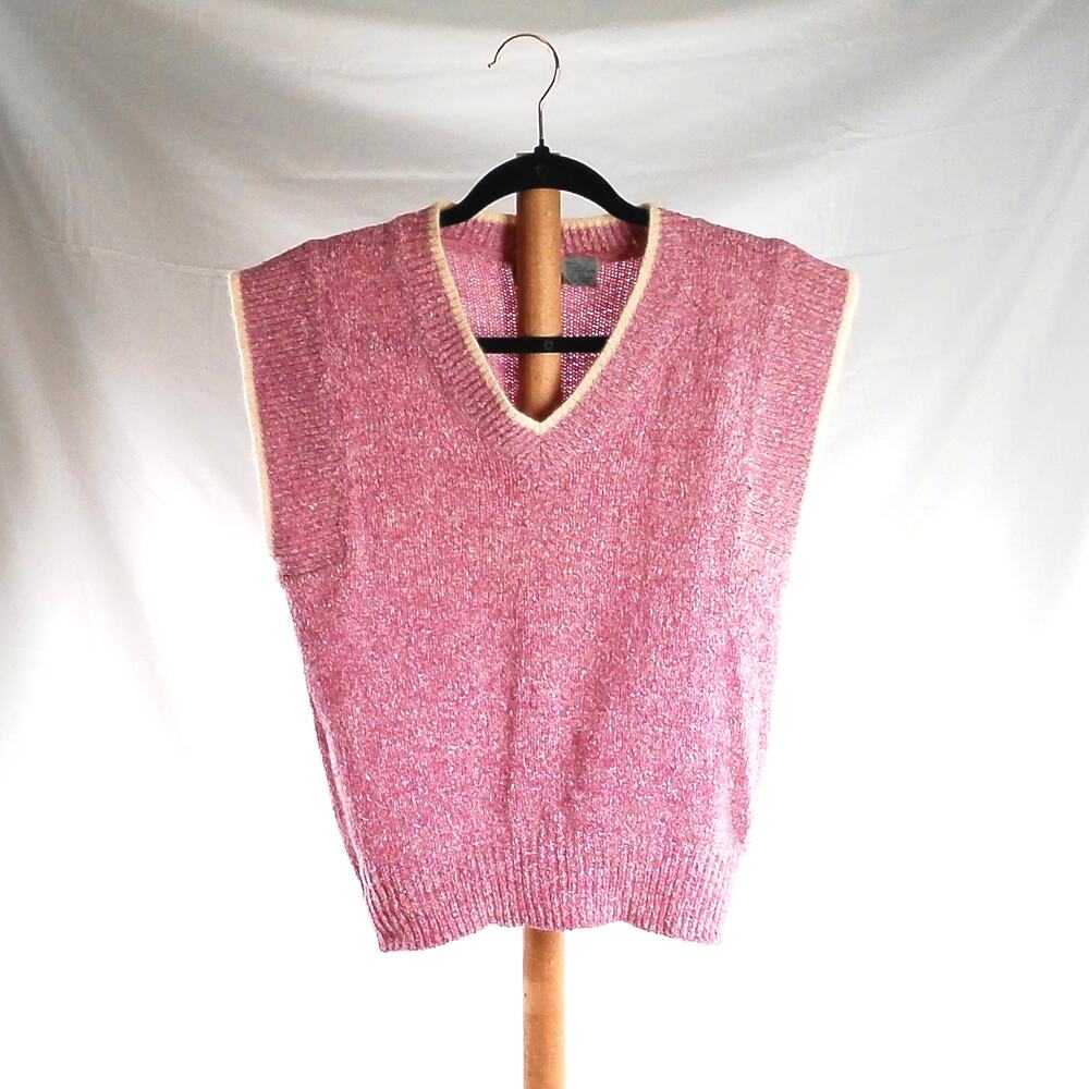 Vintage Nicole Curie Pink Silk Angora Sweater Vest Women's Korea